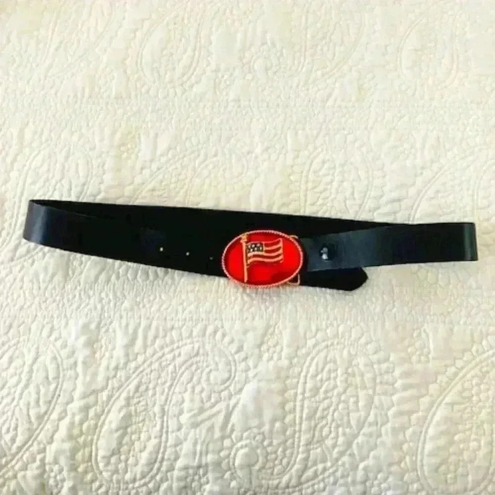 vintage AG leather belt with american flag